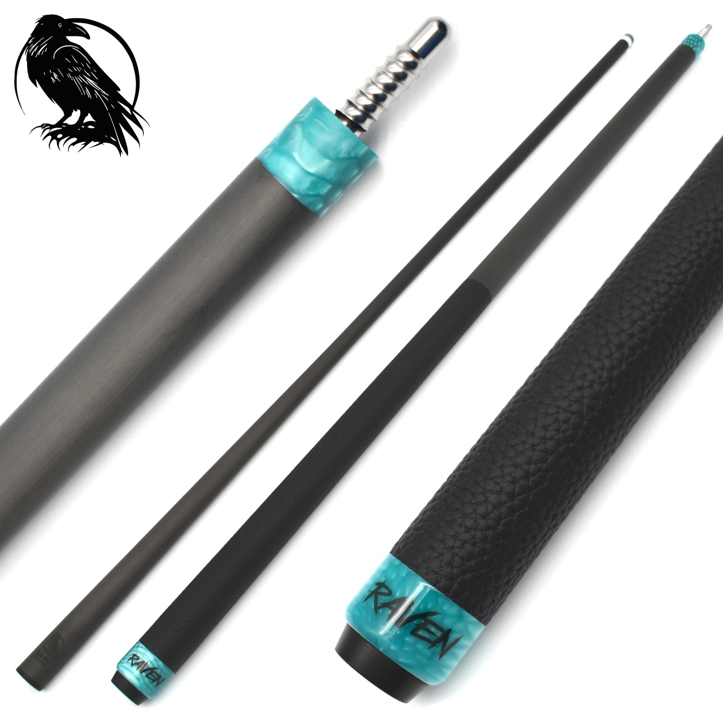 Raw Carbon Cue Leather Wrap, Blue