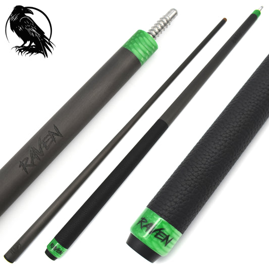 Raw Carbon Break Cue Leather Wrap, Green