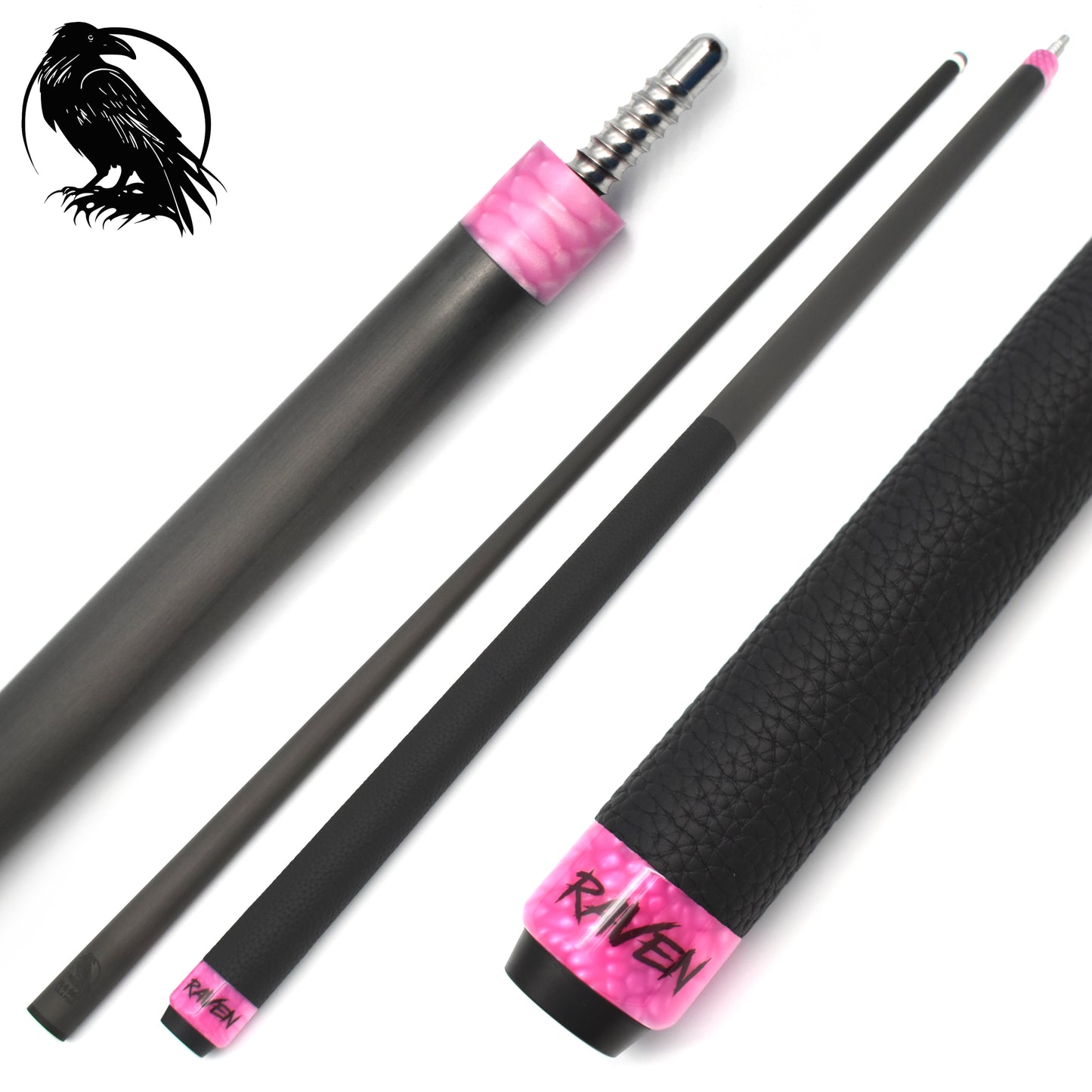Raw Carbon Cue Leather Wrap, Pink