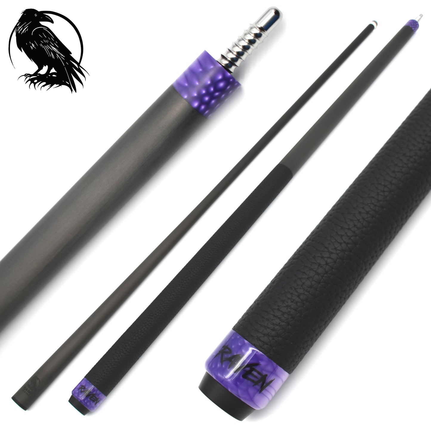 Raw Carbon Cue Leather Wrap, Purple