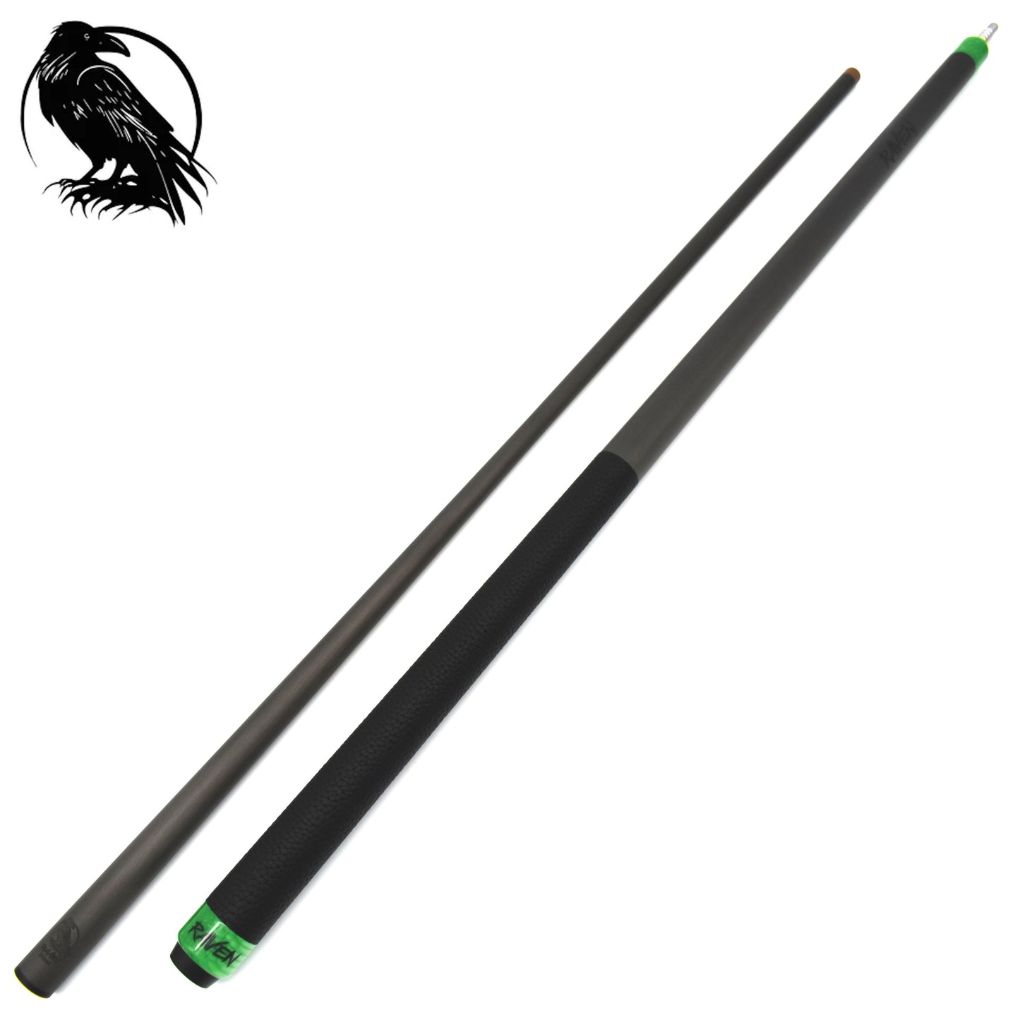 Raw Carbon Break Cue Leather Wrap, Green