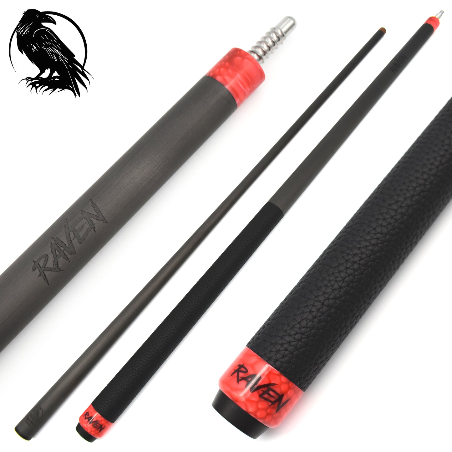 Raw Carbon Break Cue Leather Wrap, Red