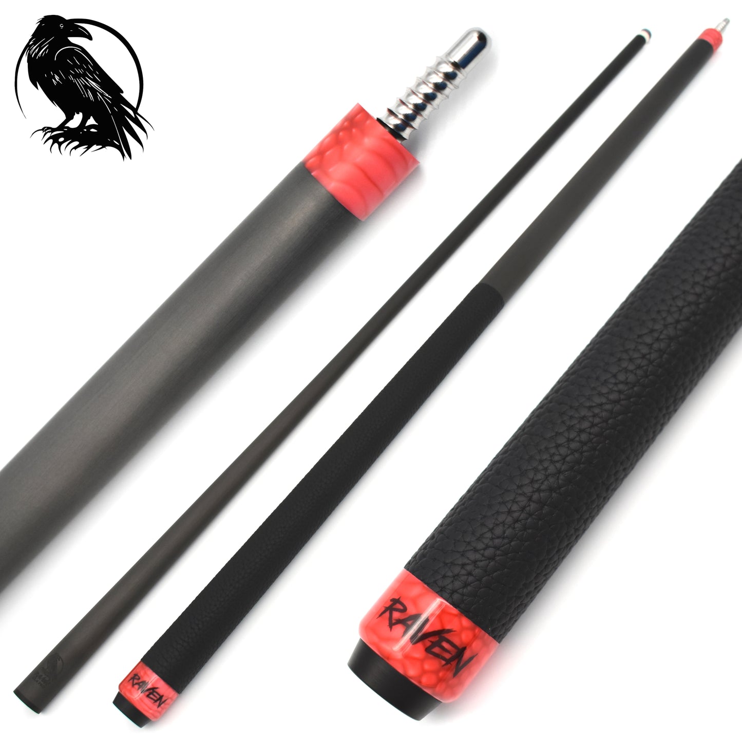 Raw Carbon Cue Leather Wrap, Red