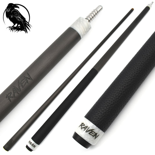 Raw Carbon Break Cue Leather Wrap, White