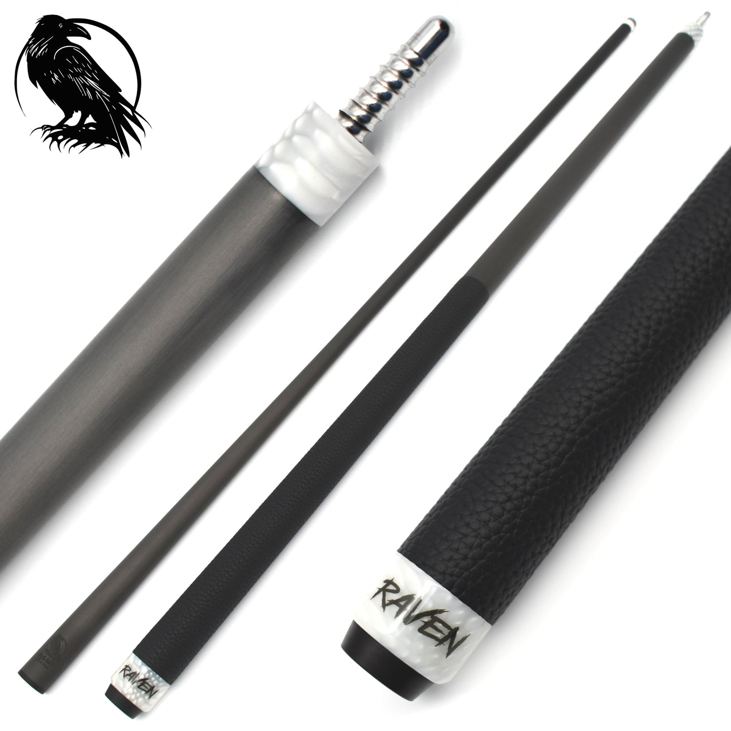 Raw Carbon Cue Leather Wrap, White